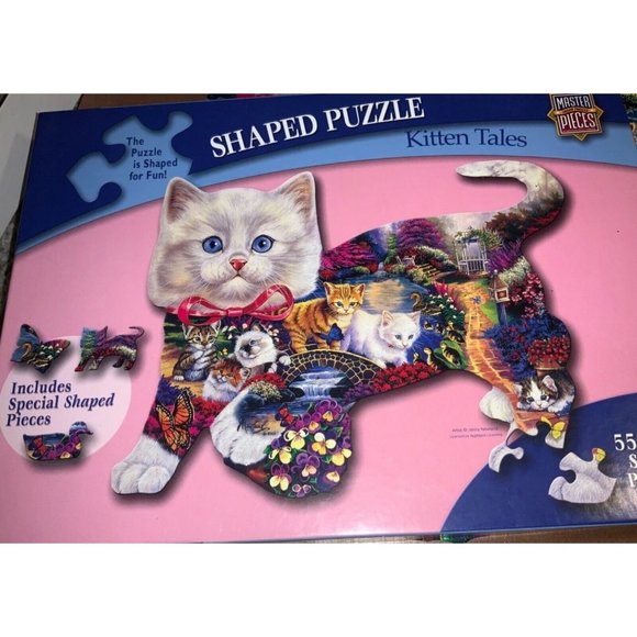 Master Pieces Shaped Puzzle 550 pc Large Pieces Kitten Tales - complete - Picture 1 of 9